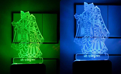 KRISHA RATAN Radha Krishna 3D Illusion LED Light Night Lights Night Lamp(10 cm, Multicolor)