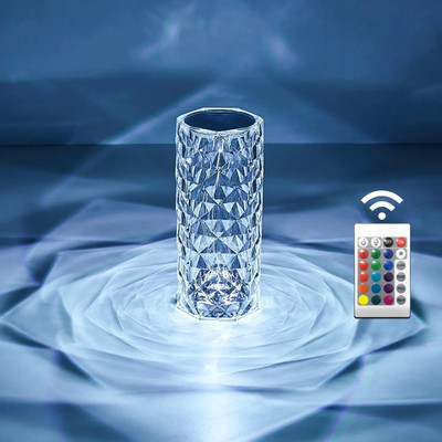 GVJ TRADERS Touch Diamond Crystal Lamp 16 Color RGB Table Lamp Night Lamp Multicolor) Table Lamp(8 cm, Multicolor)