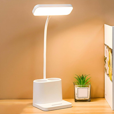 FIRSTLIKE 3 Colour Mode Rechargeable, Flexible Gooseneck LED Study/Desk Study Lamp(36 cm, White)