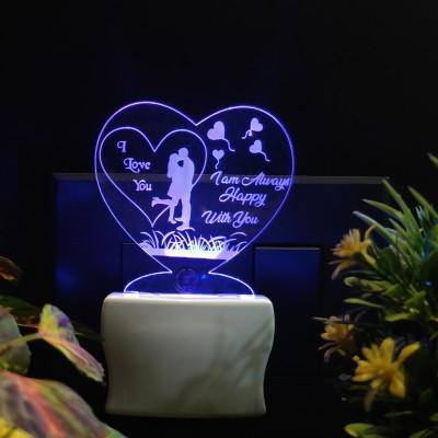 Gadgets World I LOVE YOU HEART Acrylic 3D Illusion RGB 7 Colour Changing LED Plug n Play Night Lamp(7 cm, n4SD0185-I LOVE YOU HEART)