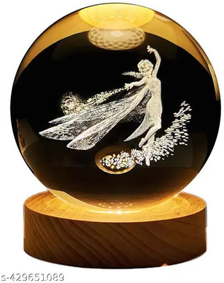 SHOPOGENIX Princess Aisha crystal ball 2.4 inch,3D Galaxy Ball lamp 60 MM USB Cable Night Lamp(8 cm, Yellow, Princess Aisha Crystal Ball)