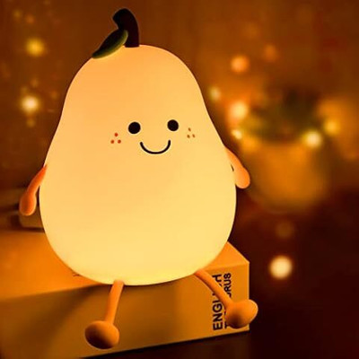 Raregets Pear LED Night Lamp For Kids,7 Color Changing Silicone Light. Night Lamp(15 cm, White)