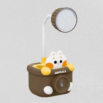 MG TRADING Led Desk Lamp Pencil Sharpener Cartoon Animal Cute Cat Table Lamp Study Lamp(19 cm, Brown)
