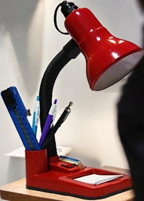 spark world HomeDecorTableLamp-TL002 Table Lamp(22 cm, Red)