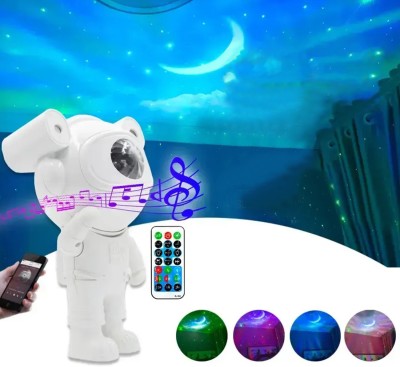 WRADER Galaxy Moon Lamp with Speaker Astronaut Lamp for Room Multicolor Projector Stary Table Lamp(18 cm, White)