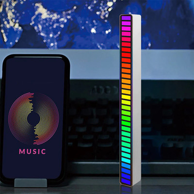 BOPUD Music Indicator Colorful LED Night Lamp Table Lamp(16 cm, Black)
