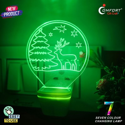 CLI DEER LIGHT 3D ILLUSION ACRYLIC LED FOR KIDS LIGHT NIGHT WALL LIGHT ANIMAL LIGHT Night Lamp(10 cm, Multicolor)