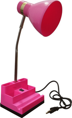 spark world Pink Study Table Lamp with Organizer Base Study Lamp(35 cm, Pink)