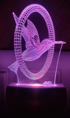 Omniverse Beautiful LED Ring Bird Night Light Lamp Night Lamp(12 cm, Multicolor)