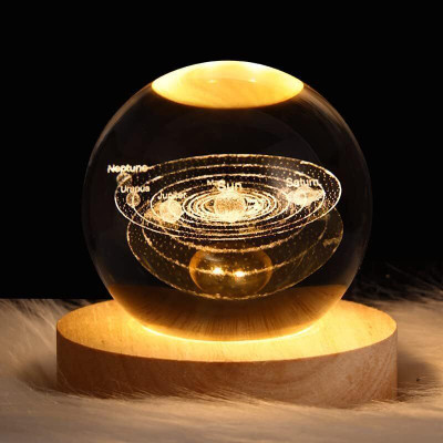 Aipom 3D Solar System Crystal Ball Night Lamp Night Lamp(9 cm, Gold)