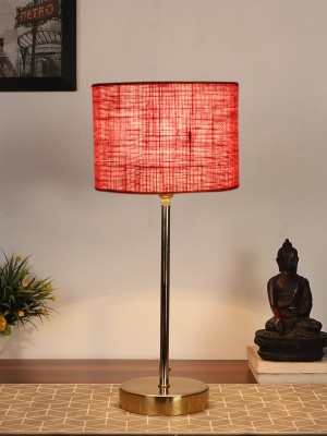 Devansh Pink Jute With Metal Gold Table Lamp Table Lamp(42.1 cm, Pink)