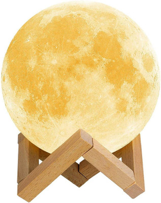 Garuda Store 3D 7 Color Changing Moon Night Rechargeable Lamp with Stand for Bedroom Lights Night Lamp(15 cm, Multicolor)