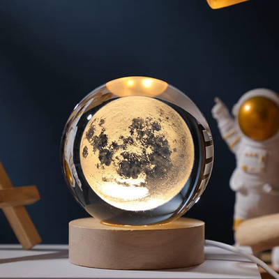 DZOVAG MOON CRYSTAL BALL Night Lamp(5 cm, Clear)