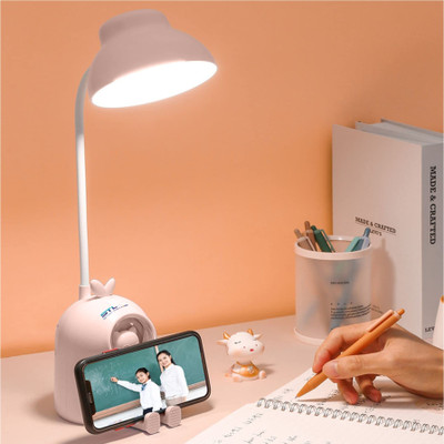 Study Table Lamp Rechargeable LED Desk Lamp with Touch Switch,Flexible Eye-Caring 3 Lighting Mode Study Lamp(21 cm, Pink)