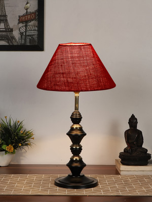Devansh Maroon Jute Table Lamp With Iron Base Table Lamp(42.5 cm, Maroon)