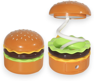 Tlismi Hamburger Design Rechargeable 360° Flexible Neck Study Desk Lamp with Sharpener Table Lamp(8.2 cm, Burger)