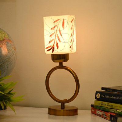 AFAST Decorative Table Lamp, Stylish Night Lamp, LED Compatible- A107 Table Lamp(33 cm, Brown, White)