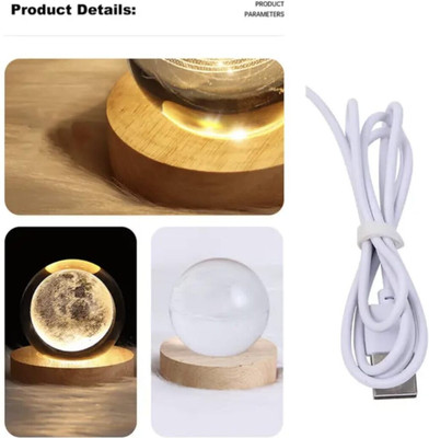 Scilla 3D Moon Crystal Ball Lamp - Solar System Night Light Night Lamp(5.5 cm, Multicolor)