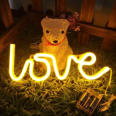 Nia Creations Love Neon Sign LED Light Size 5 inch × 13.8inch For Wall Decor, All Occasions Night Lamp(21 cm, Yellow)