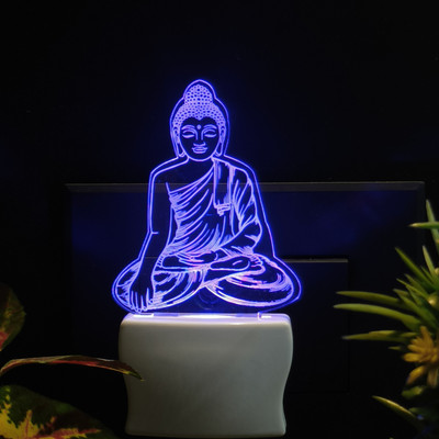 Gadgets World GAUTAM BUDDHA Acrylic 3D Illusion RGB 7 Colour Changing LED Plug n Play Night Lamp(7 cm, n4SD0050-GAUTAM BUDDHA)