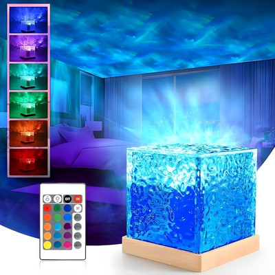 SHIVTRADRE Light Creative Bedside Flame Atmosphere Lamp Rotating Water Pattern Night Lamp(13 cm, Multicolor)