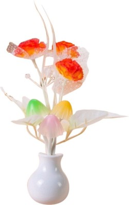 Luxantra Automatic ON/OFF Mushroom Color Changing Multi Color LED Sensor Flower Night Night Lamp(13 cm, Orange)