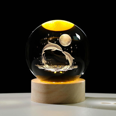 skynly 3D Dolphin with Moon Night Lamp(7.5 cm, Multicolor)