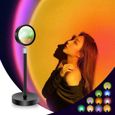 ASTOUND Multicolour Sunset Projection LED 180 Degree Rotation Lamp Night Lamp(27 cm, Black)