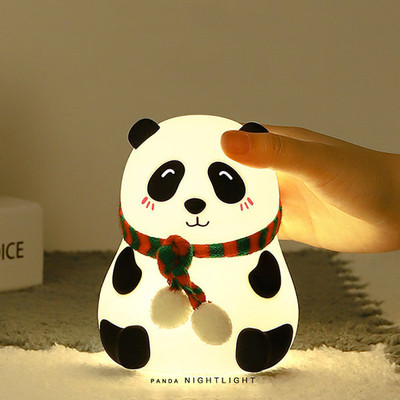 Teksqr Cute Panda Silicon USB Rechargeable Night Light Lamp with Gesture Control Sensor Night Lamp(13 cm, Multicolor)