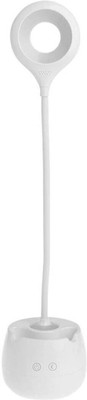 AKARI AK7003S Rechargeable Table Study Lamp Touch Button with Phone & Pen Holder with 360° Adjustable Gooseneck Head with Bright 2 LED Study Lamp(40 cm, White)