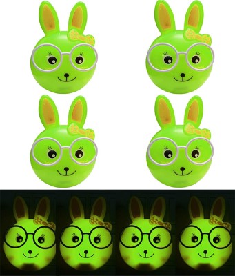 Ascension Rabbit Shape Lamp 2 Watt Automatic Night Sensor Green (Pack of 4) Night Lamp(11 cm, Green)