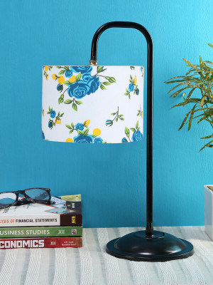 Devansh Multi cotton Shade Iron Table Lamp Table Lamp(40.64 cm, Blue, White)