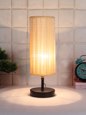 Devansh Wood Table Lamp With Bamboo Shade For Bedroom, Living Room Table Lamp(35.56 cm, Beige)
