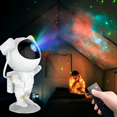 Dollvo Astronaut Galaxy Projector Night Light | Remote Control adults & Kids Room Decor Night Lamp(22 cm, White)