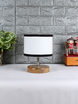 Devansh Wood table lamp with Multicolor cotton Shade Night Lamp(30 cm, Multicolor)