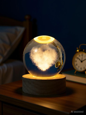 Aipom 3D Heart Crystal Ball Night Lamp(9 cm, Heart)