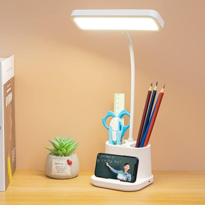 FIRSTLIKE Rechargeable Lamp For Students With Pen Holder & Mobile Holder Study Lamp(36 cm, White)