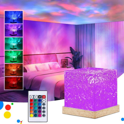 NKL Best 3D Ocean Wave Projector Lamp Romantic LED Night Light With Remote_544 Table Lamp