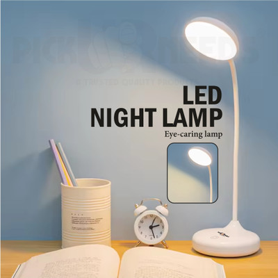 Pick Ur Needs Rechargeable LED Table Lamp With 3 Multiple Color Touch Adjustable Brightness Study Lamp(10 cm, White)