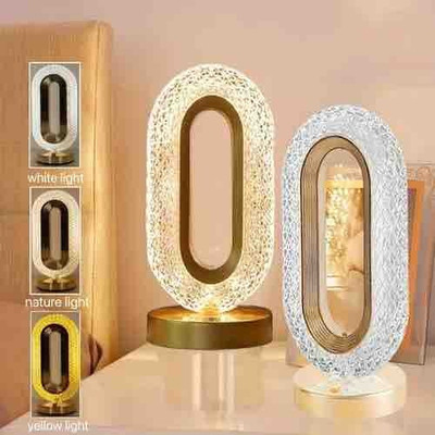 Shrinex LEDCRYSTALLAMP Table Lamp(24.9 cm, Golden base with crystal finish)