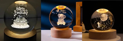 TOINSOINT Decorative Night Light Gift Crystal Diamond Lamp Table Lamp(7.5 cm, Warm White)