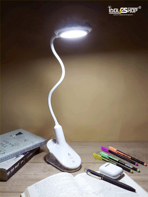 iDOLESHOP Clip Lamp Rechargeable Desk Lamp with Desk Clip Lamp and 3 Lighting Step Study Lamp(28 cm, White)
