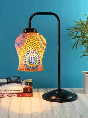 Devansh Multi color Mosaic Glass Iron Table Lamp Table Lamp(40.64 cm, Multicolor)