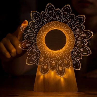 Daji Creative 3D Rotating Windmill Led Night Light Table Lamp Table Lamp(20 cm, White, Brown)