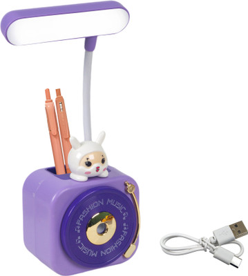 WISHKEY Rabbit Theme 3-in-1 LED Study Desk Lamp with Pencil Sharpener and Pen Holder Study Lamp(11 cm, Purple)