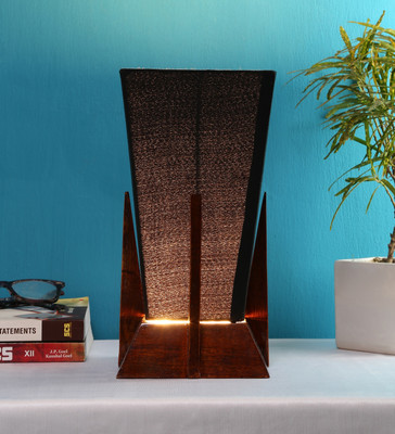Devansh Pyramid Black Cotton Shade Lamp With Wood Base For Decoration Table Lamp(30.48 cm, Black)
