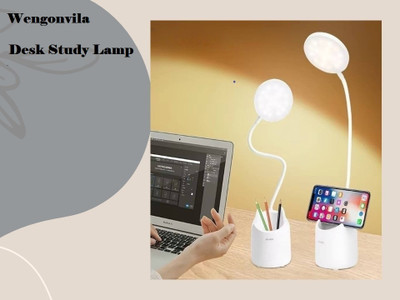 SHOPOGENIX Desk Lamp For Study with 3 Shades Touch Control Light and Mobile Holder-L110 Study Lamp(35 cm, White Color, Pack of:1)