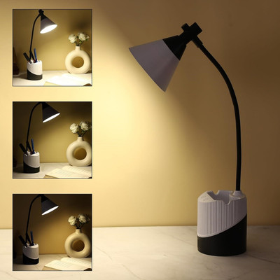 AKR Powerful Rechargeable LED Table Lamp with Mobile & Pen Holder With Night Light Study Lamp(40 cm, White)