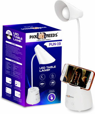 Pick Ur Needs Rechargeable Eye Protection Study Table/Desk Lamp Touch with Pen Holder+Dewar Study Lamp(35 cm, White)
