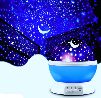 starlights Star & Moon LED Night Light Projector for Kids Night Lamp(11 cm, Multiple Color modes)